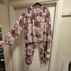 Stylish Purple Tie-Dye Lounge Set 2X